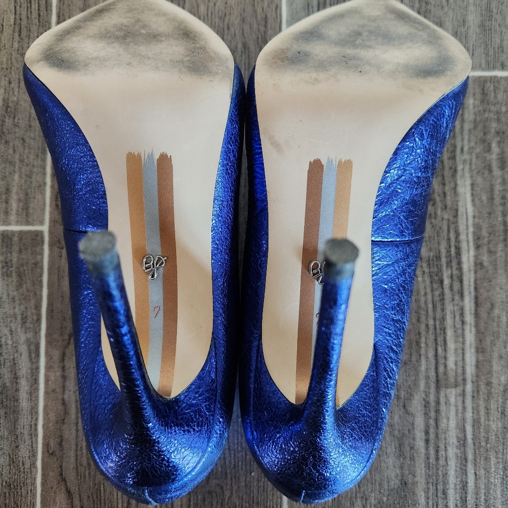 Sam Edelman Metallic Blue Heels "Danna" - Leather Stilettos - Picture 8 of 9